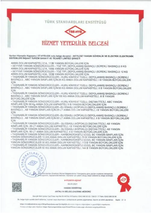 Hizmet Yeterlilik Belgesi (Ek)