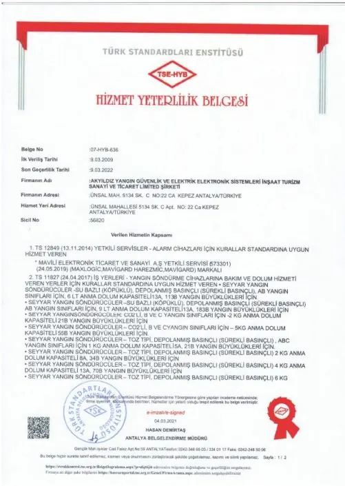 Hizmet Yeterlilik Belgesi