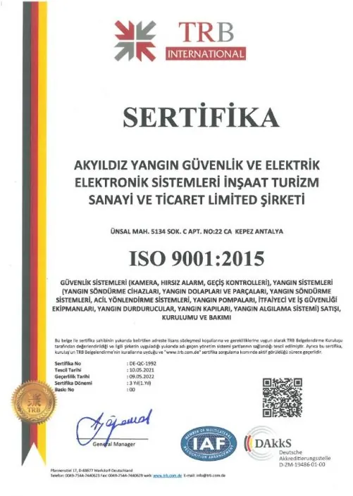 ISO 9001:2015 Kalite Yönetim Sistemi Belgesi